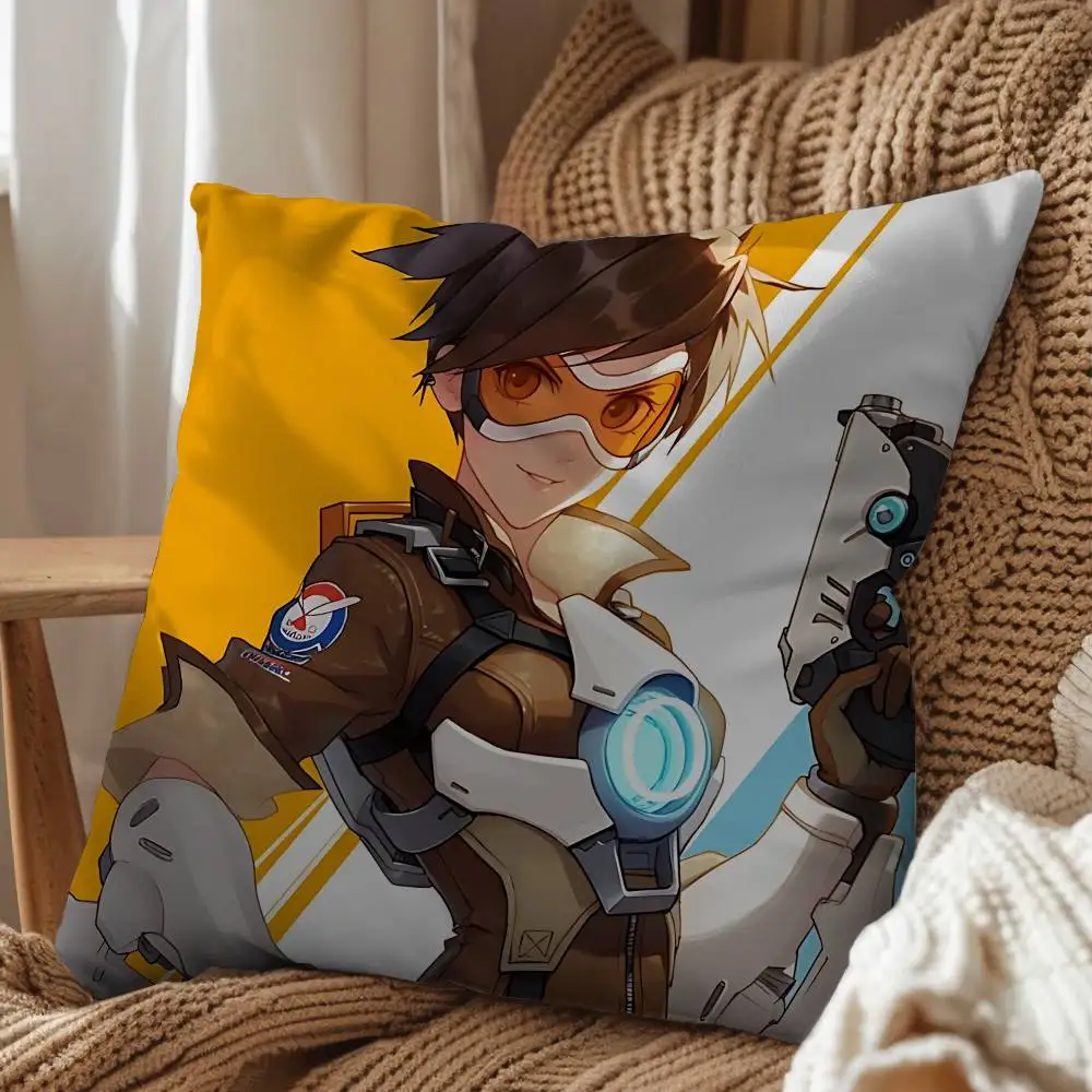 Фото Чехол для подушки Kiriko Tracer Jetpack Cat Overwatch, декор для комнаты, в подарок, чехол для подушки для гостиной, чехол для подушки для дивана, чехол для подушки для спальни, чехол для подушки для кровати №4