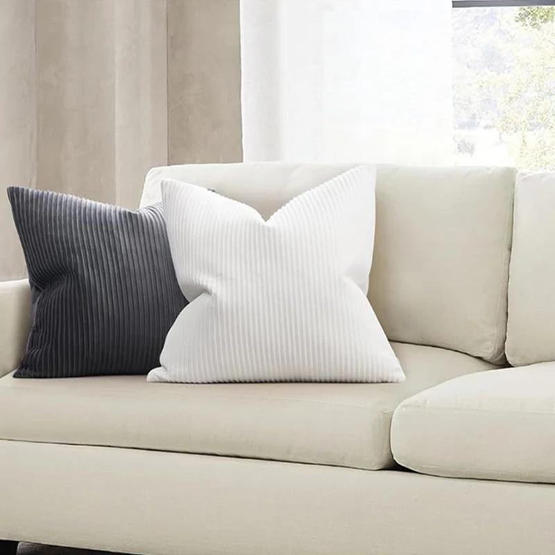 

Black White Pink Soft Velvet Pillow Covers Decorative Nordic Solid Color Stripe Cushion Cover Stylish Pillowcase for Sofa Home