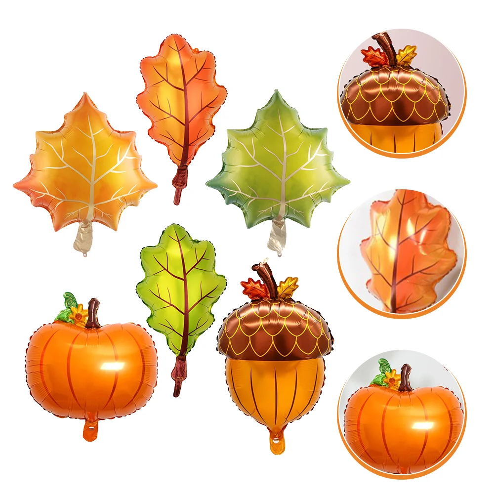 

Balloons Fall Balloon Party Foil Thanksgiving Pumpkin Autumn Orange Maple Arch Decorations Theme Leaf Decor Pine Mylar Kit
