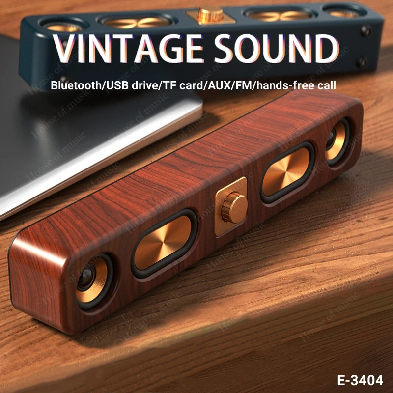 

New Retro Wooden Bluetooth Speakers Portable SoundBar Hi-Fi Stereo Card Home Computer Desktop Wireless Sound FM Radio Subwoofer