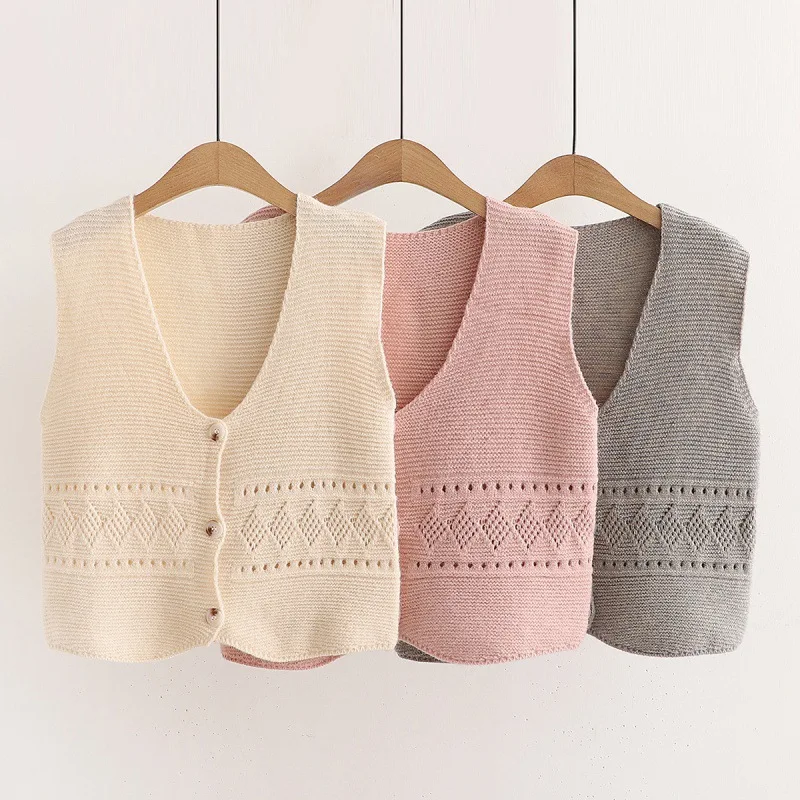 

Вязаный кардиган с V-образным вырезом, жилет в японском стиле литературы и искусства, женский жилет, повседневный жилет, пальто, осень 2022