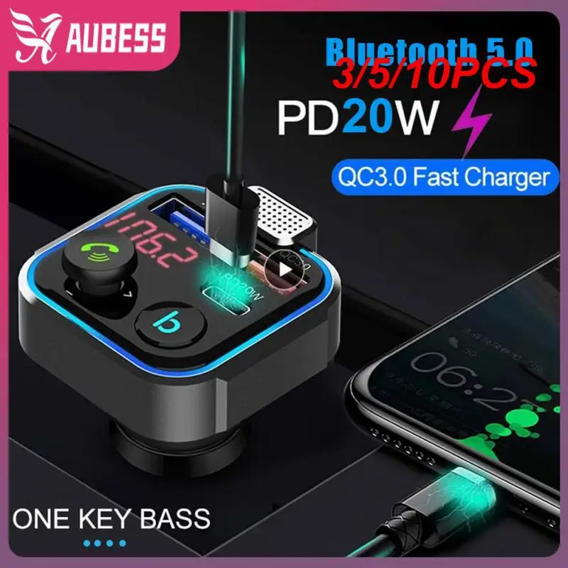 

3/5/10PCS Car Adapter Universal Pd 20w Bluetooth Fm Transmitter Hands Free Support U Disk Mp3 Player Car Accessories Durable