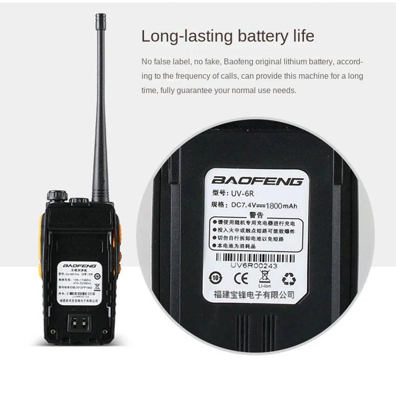 Baofeng Interphone Uv-6r Two-stage 5-watt with Display Screen 5-8km