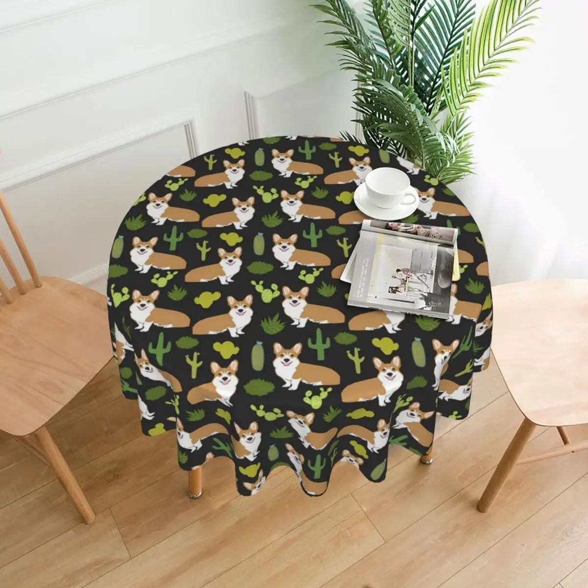 

Cute Corgi Tablecloth Cactus Print Cheap Beautiful Table Cover Dining Printed Protection Polyester Table Cloth