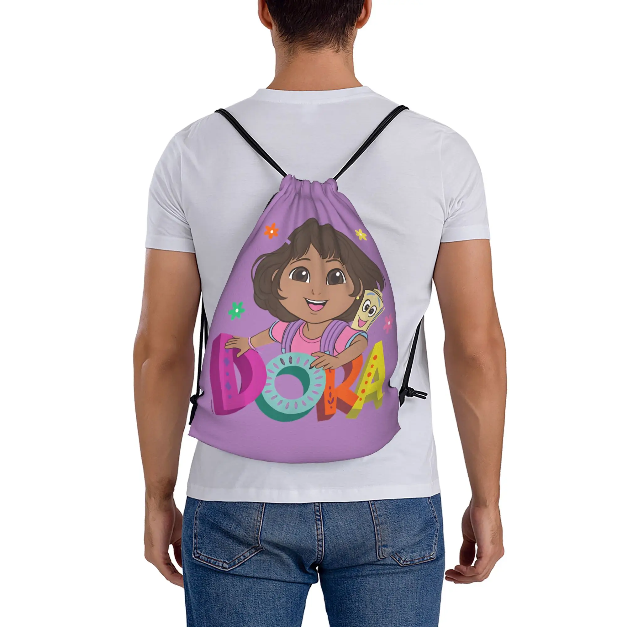 Сумка-мешок D-Doras The Explorers and Map на шнурке, портативный повседневный рюкзак, дорожная сумка-мешок для студентов (art.: 3920d9a3c4176) - 3920d9a3c4176