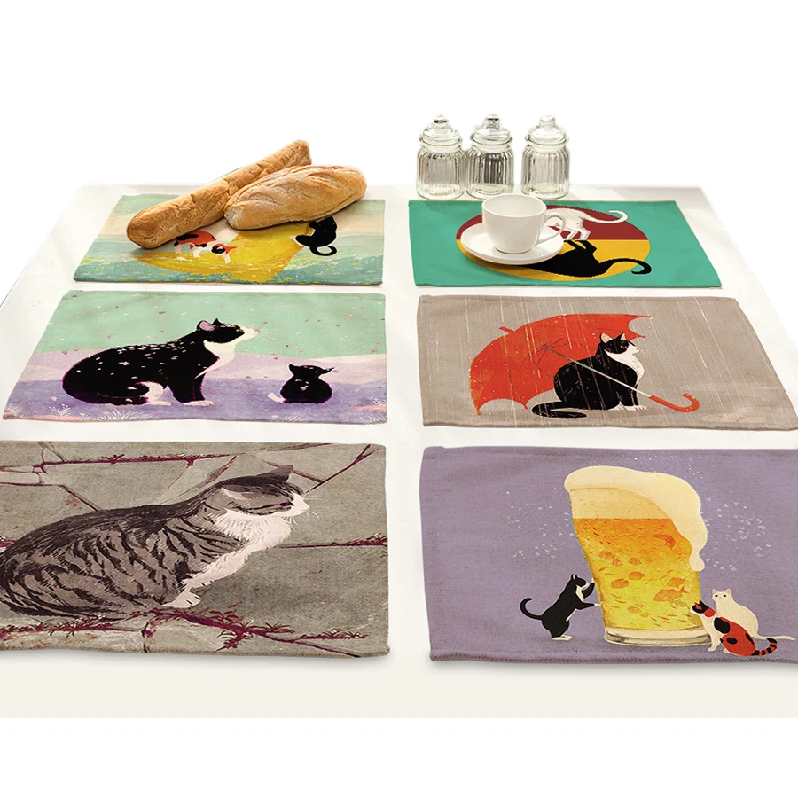 

cute cartoon animal food mat beautiful cute cat beer print place mat dining table drink coaster