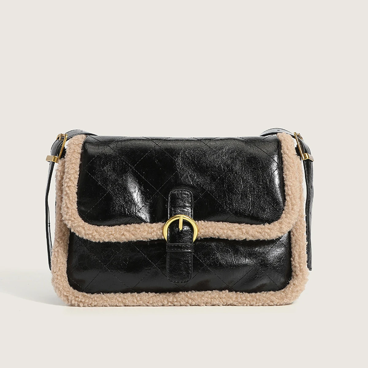 

Textured Retro Lamb Wool Bag Women's Bag 2022 Spring New Trendy Large-capacity Diamond One-shoulder Diagonal Bag
