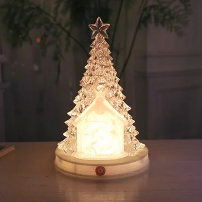 

Tabletop Christmas Tree,Transparent Christmas Tree with Music,Acrylic Battery Operated LED Christmas Lamp,Decorations Xmas Gifts