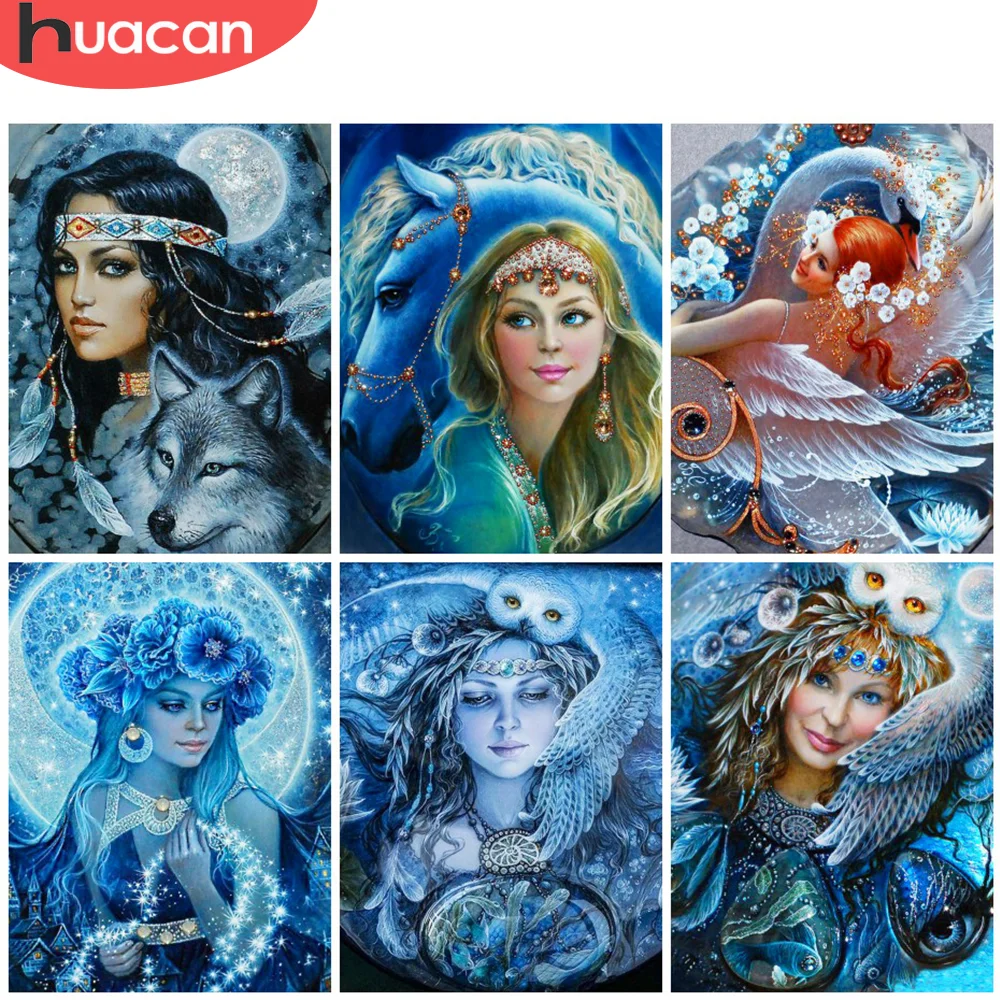 

Алмазная живопись HUACAN 5D "сделай сам", Женская Стразы, искусственная вышивка, животное, украшение для дома