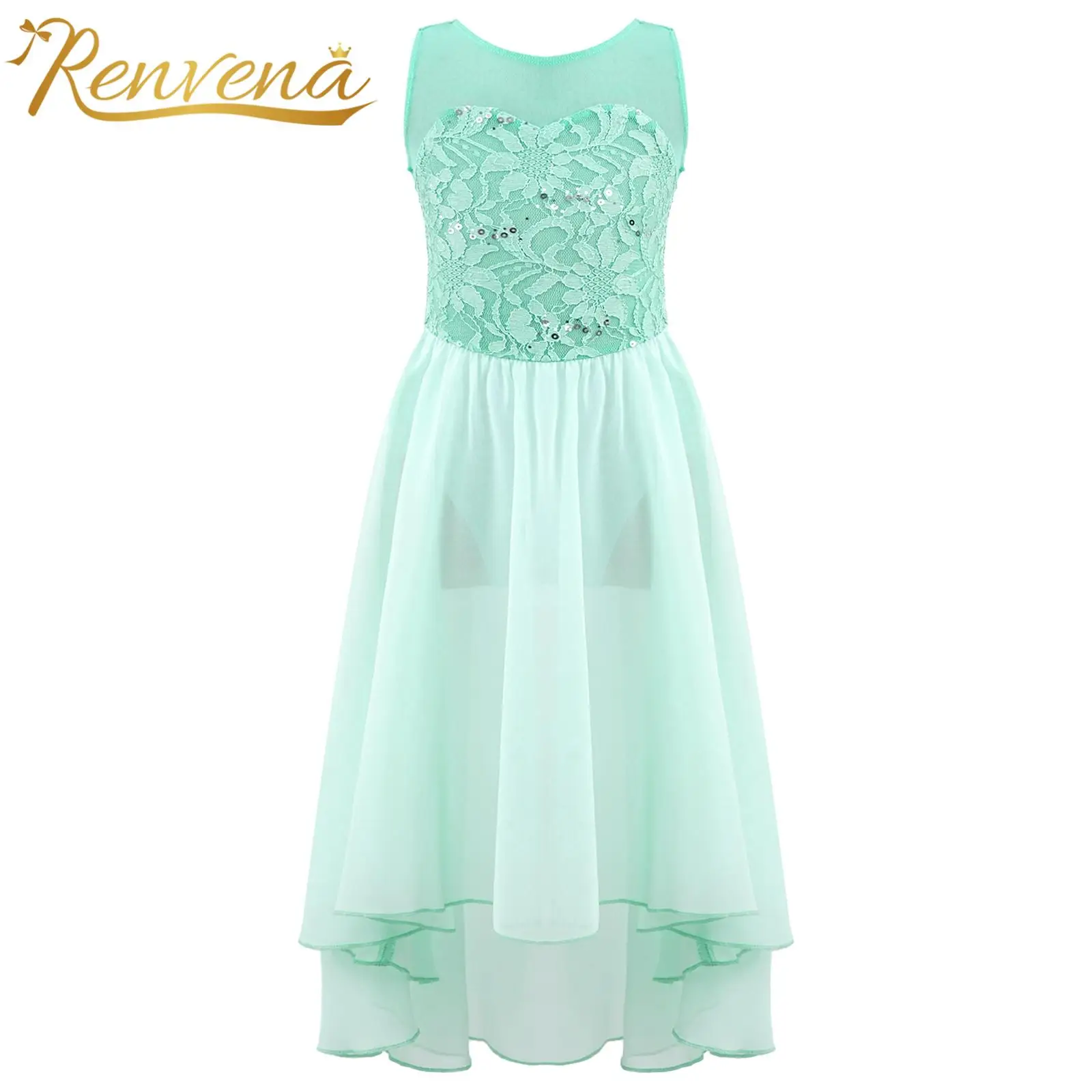 

Женское кружевное шифоновое платье для фигурного катания на коньках, гимнастическое трико, балетное платье, детский Лирический танцевальн...