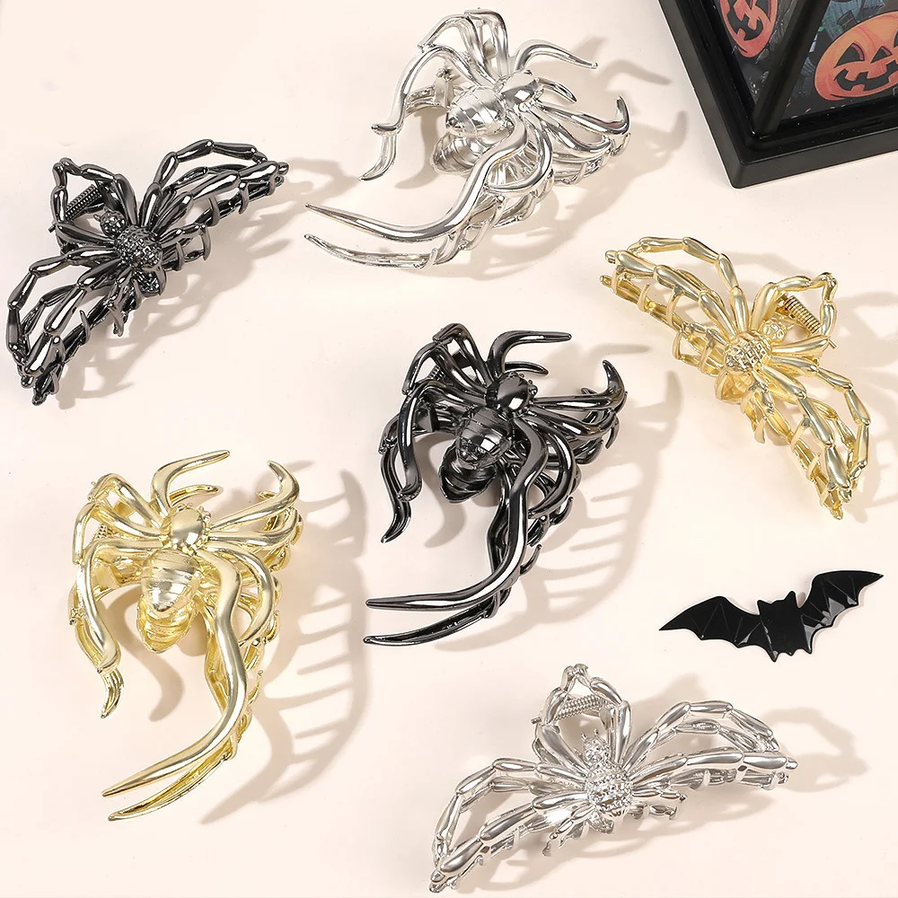 

Metal Spider Hair Claw For Women Y2k Punk Grab Clip Gothic Headwear Irregular Alloy Ponytail Hairpin Halloween Hair Accessories