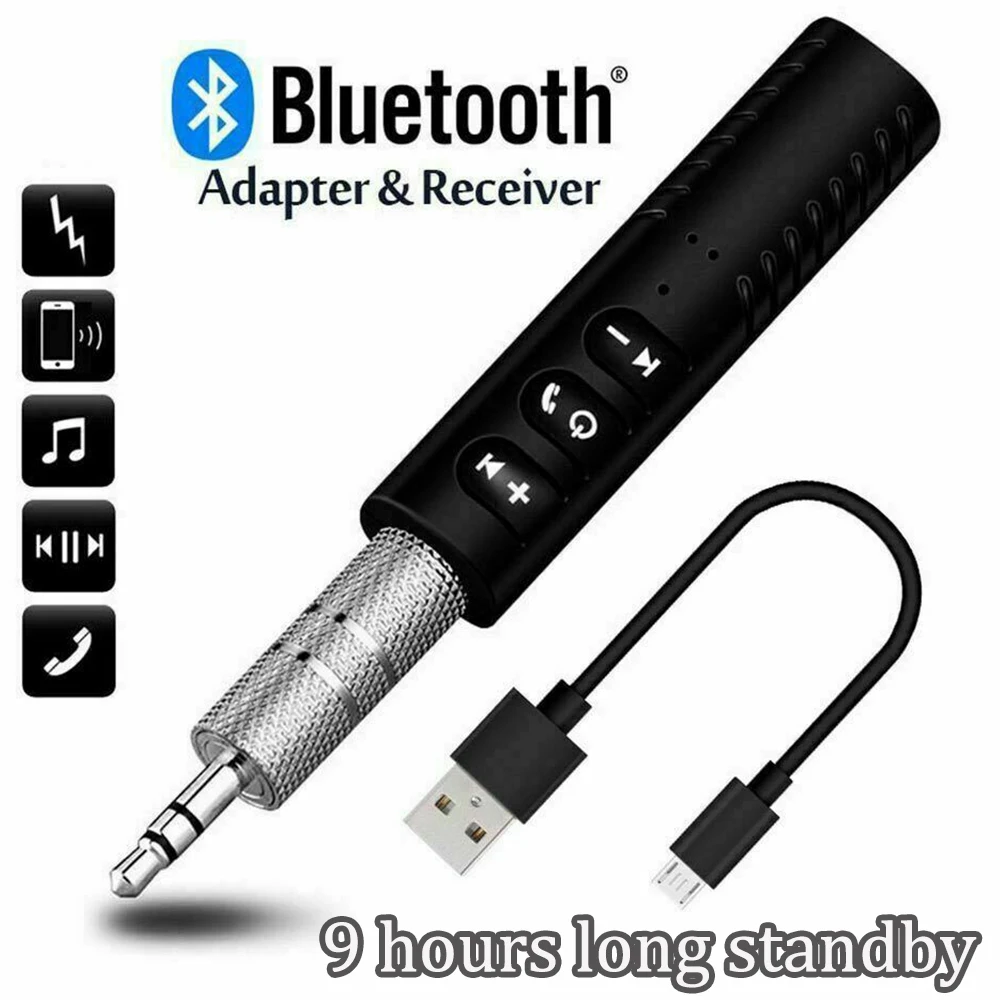 

Upgraded 3.5mm Aux Adapter Bluetooth 5.0 Stereo Audio Wireless Receiver for Wired Headphones Car Home Hands-Free Calling & Music