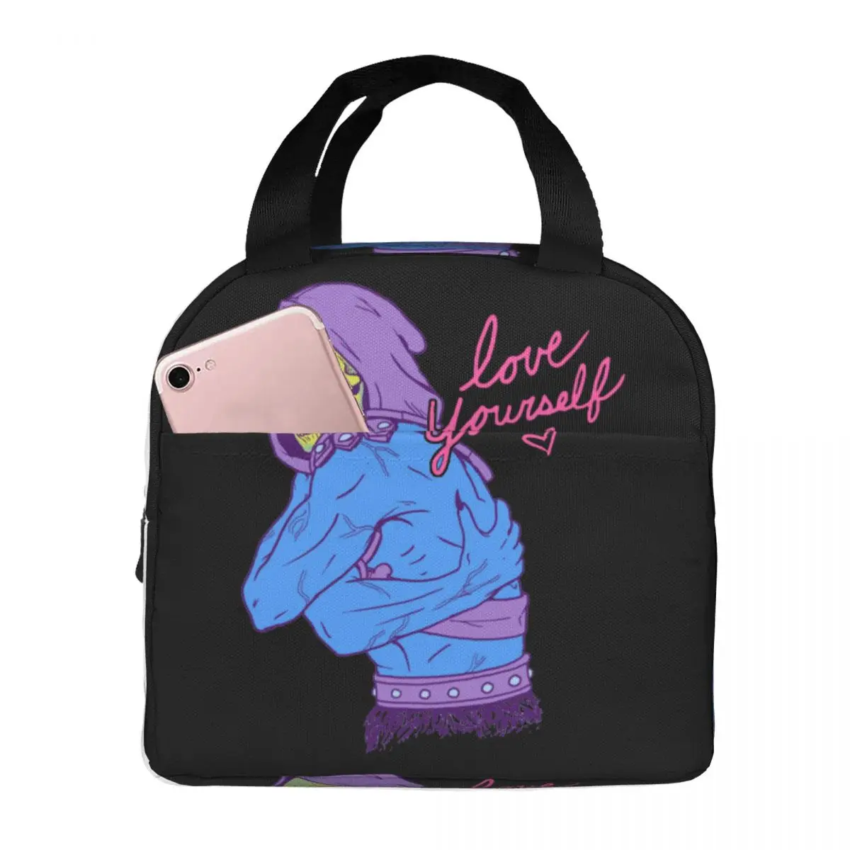 

Lunch Bag for Men Women Skeletor Love Yourself He-Man Thermal Cooler Bags Portable Picnic Work Lunch Box Food Storage Bags