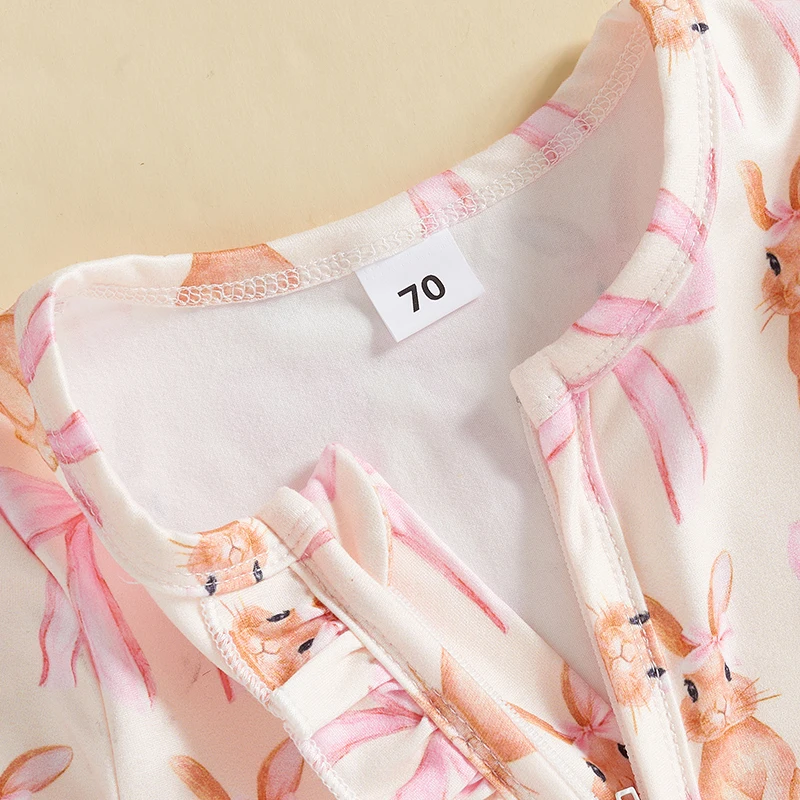 Боди для маленьких девочек с бантом и принтом кролика осенний комбинезон на