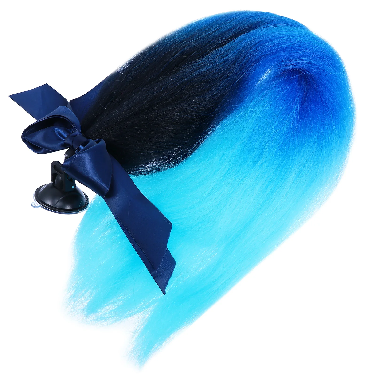 

Pigtail with Bow Ponytail Braids Hair Tails for Any Suction Cup ( Black blue )