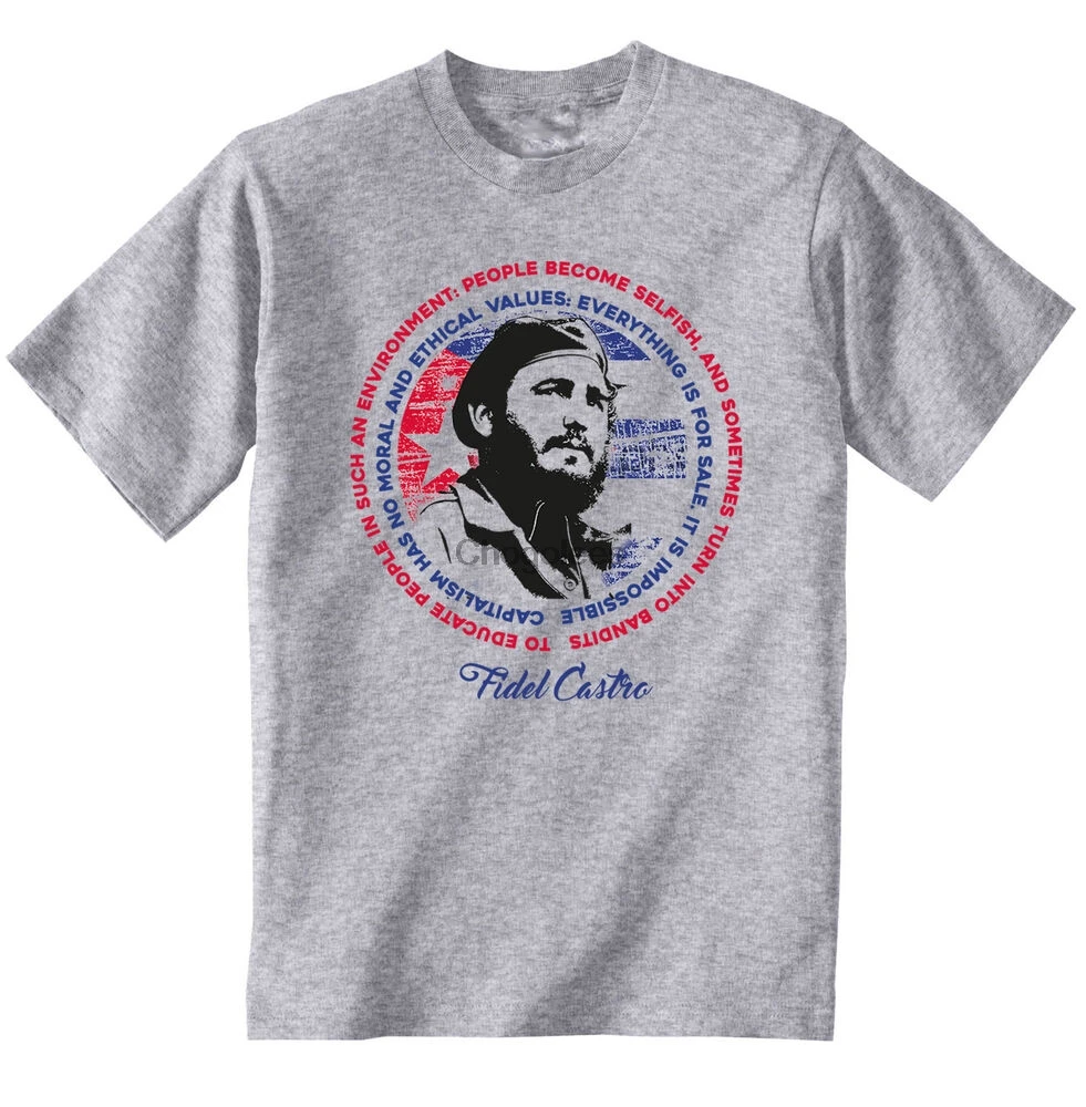 Серая хлопковая Футболка с цитатами фидел Кастро лидер кубинского капитализма -