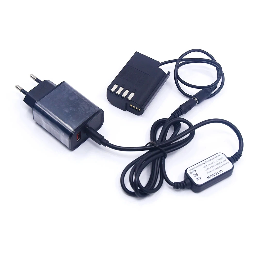 

USB Type-C Charger Cable + BLK22 Dummy Battery DMW-DCC17 DC Coupler + PD Charger For Panasonic Lumix S5 DC-S5 DC-S5K Camera