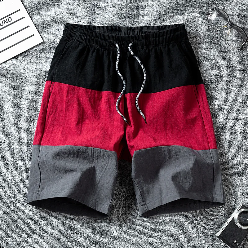 

New Fashion Summer Spliced Short Pants Men Casual Knee-Length Oversize Loose Hip Hop Trousers Beach Sports Running Joggers