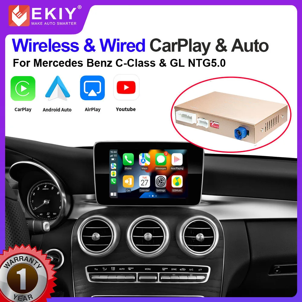 

EKIY Wireless CarPlay Android Auto Module For Mercedes Benz C-Class W205 & GLC 2015-2018 Android Mirror Link AirPlay Functions