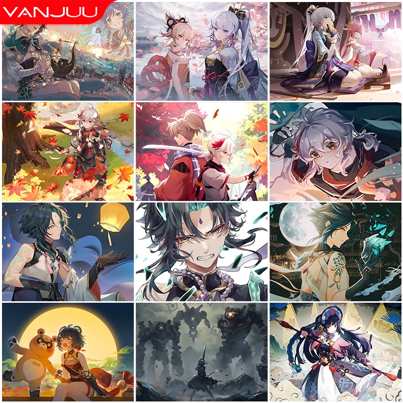 Anime Game Genshin Impact Diamond Painting Full Drill 5D DIY Diamond Art Mosaic Embroidery Cross Stitch Kit Home Decor Gift