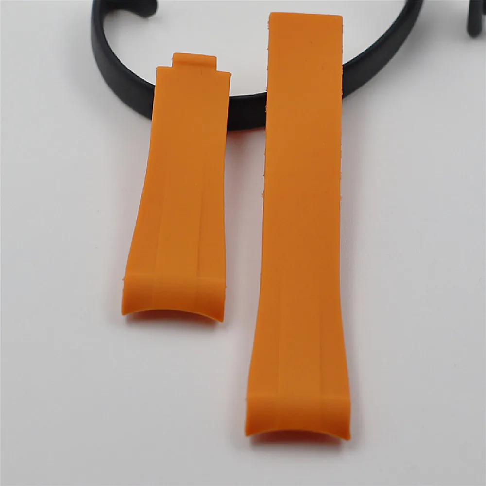 Pure Color 20mm Rubber Watch Strap Band Waterproof Elbow Watchband Replacement Accessories Watch Parts