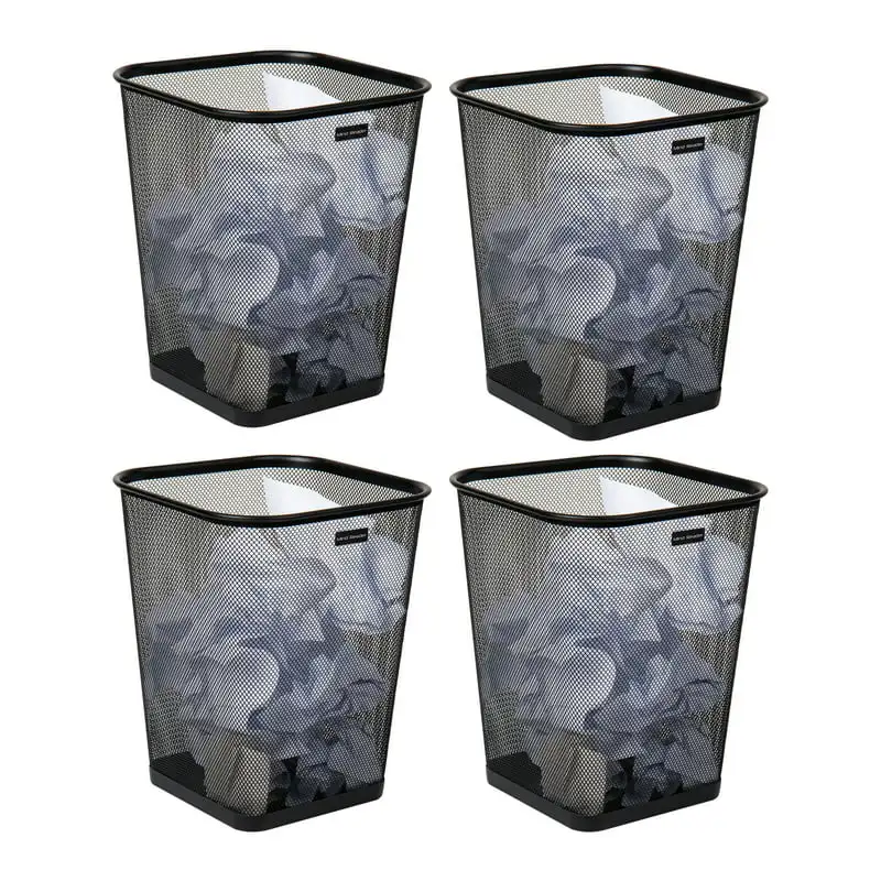 

Collection, Metal Waste Paper Basket, Set of 4, Black