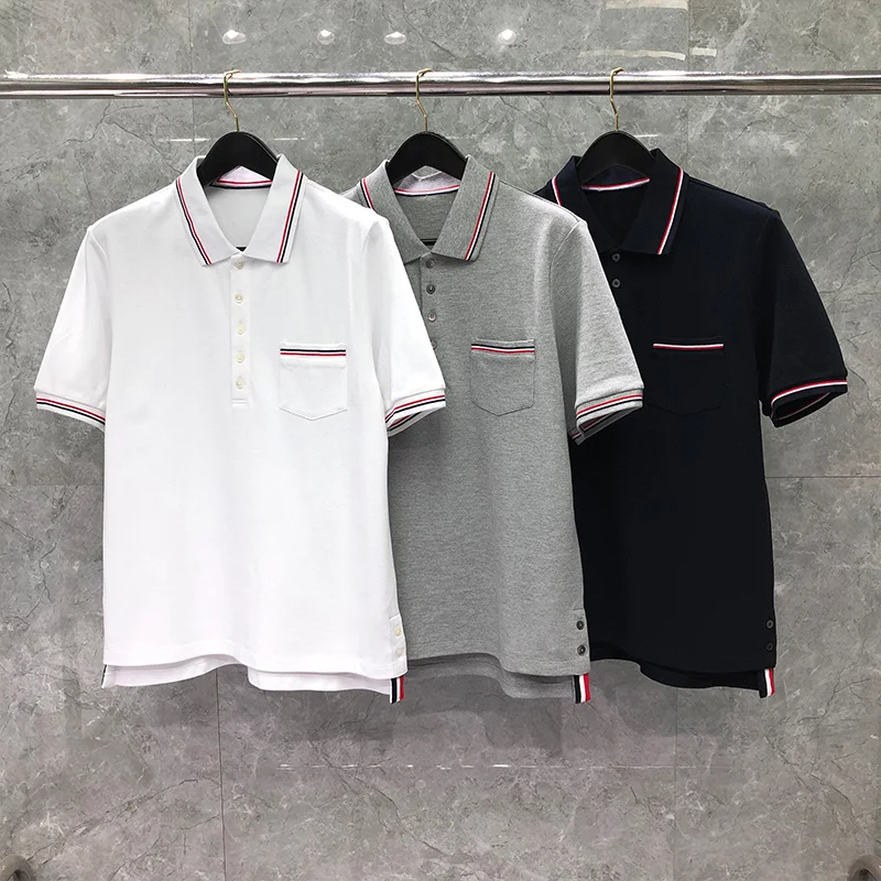 

Рубашка-поло мужская с карманами, из натурального хлопка