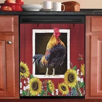 country rooster hen dishwasher cover kitchen decorative stickerfarmhouse sunflower fridge magnetic decalfarm chicken refrigera