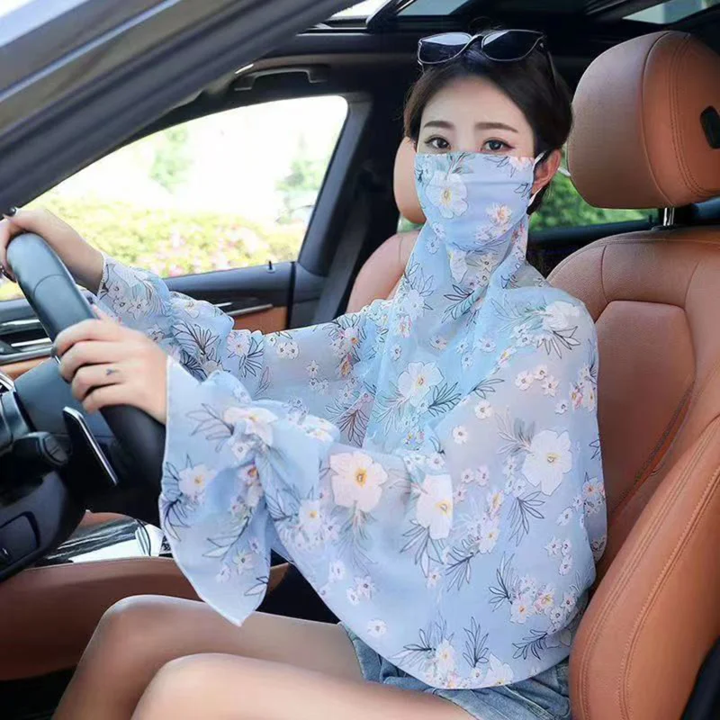 

Sunscreen Shawl Women Summer Driving Ultraviolet Protection Sun Shade Scarf Female Breathable Arm Sleeves Mask Neck-proof