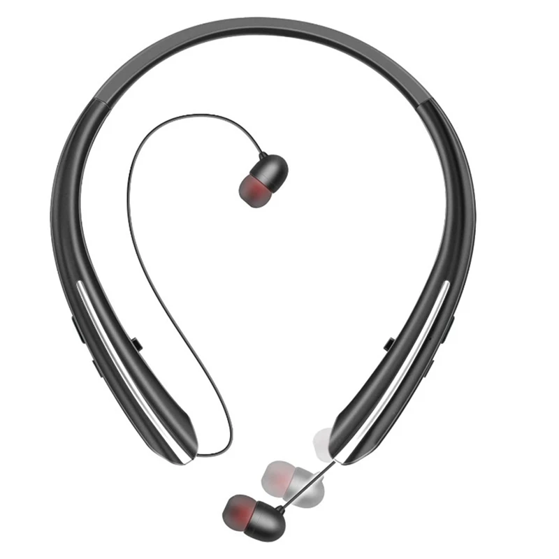 

Наушники Bluetooth 5,0, беспроводная гарнитура с шейным ободом, HIFI стерео наушники-вкладыши, спортивные наушники с выдвижной шеей, черные