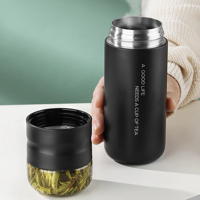 Stainless Steel Tea Bottle Cup With Glass Infuser Separates Tea And Water 300ml Garrafa Termica Термос Insulated Cup With Filter