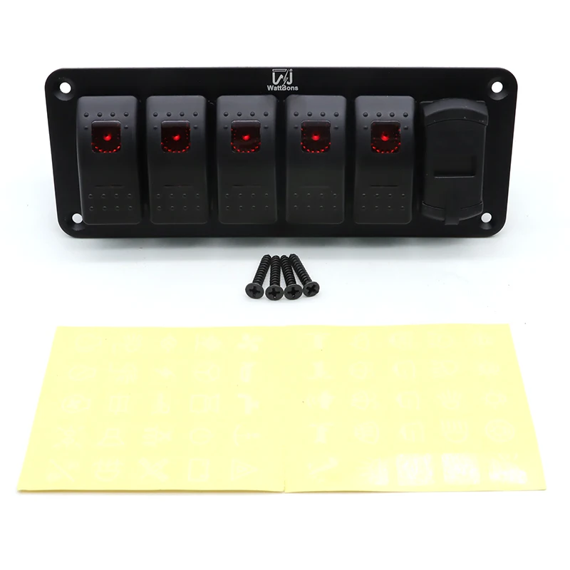 Водонепроницаемая панель переключателя 5 клавиш с цифровым вольтметром двойным