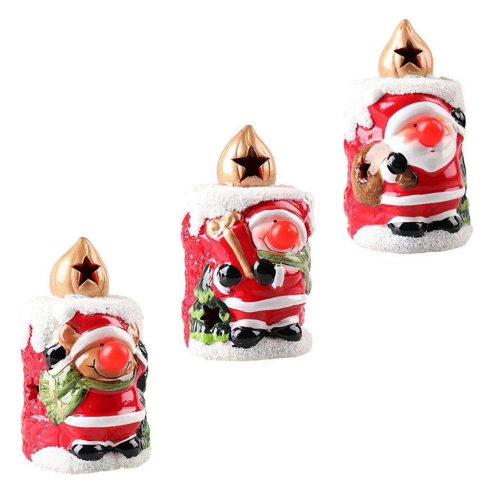 

3PCS Festive Ceramic Lamp Christmas Ceramic Lamp for Shop Xmas