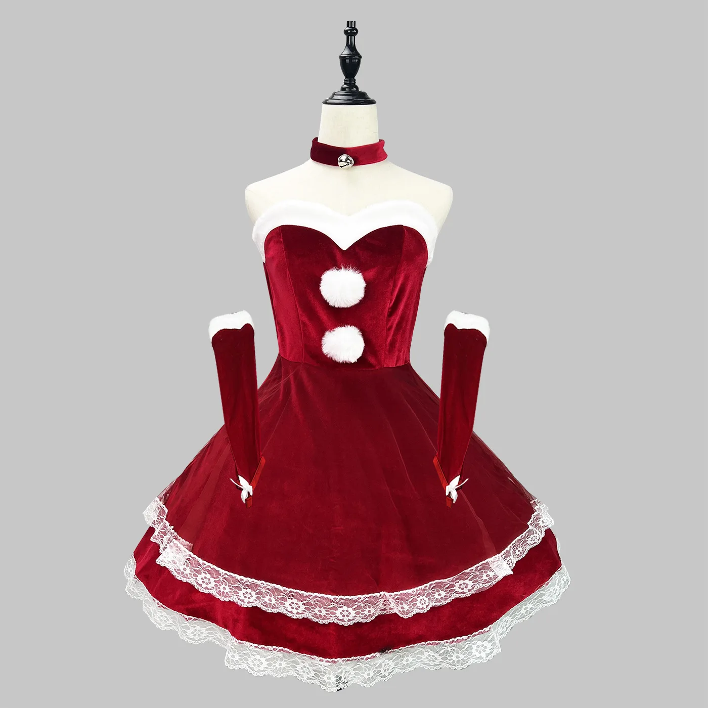 Christmas Cosplay Costume Bow Kawah Irolita Sexy Burgundy Pink Maid Suit Dress Christmas Party Dress S-5XL