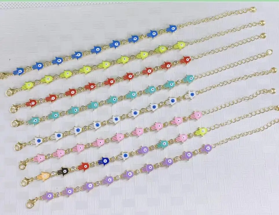 

1pcs Boho eye hand chain Style Gold Enamel Women Bracelet Enamel Fashion CZ crystal Bracelet For Women Jewelry Wholesale