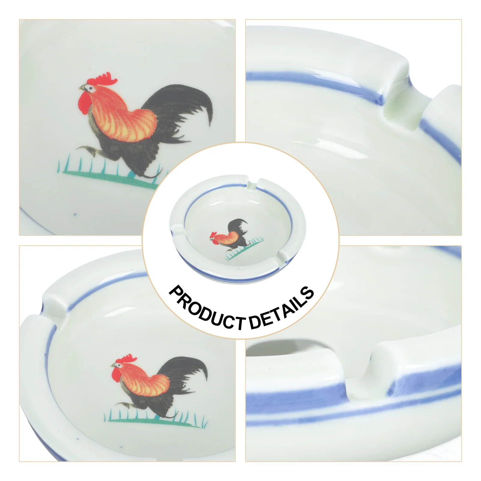 2 шт. декоративная керамическая пепельница с рисунком петуха гладкий домашний