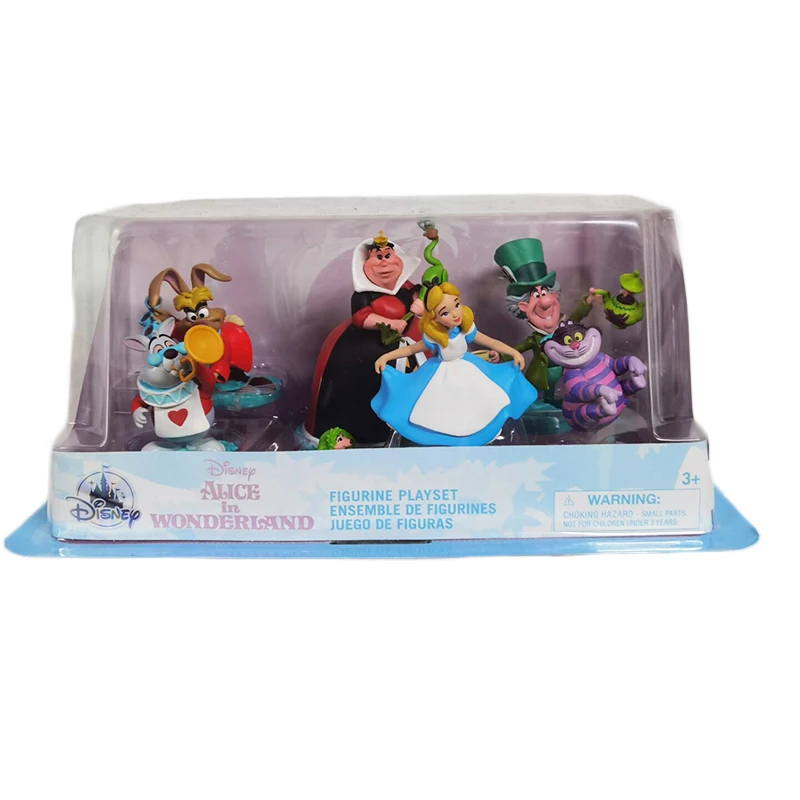 

Disney Anime Alice in Wonderland Figurine Playset Cheshire Cat The March Hare Action Figure Doll Toys Gifts for Kids