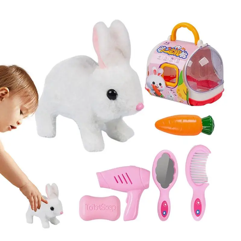 

Interactive Toy Rabbit Rabbit Dog Plush Animal Toy With Comb Mirror Soap And Food Plush Animal Pet Toy For Kids Toddlers Girls