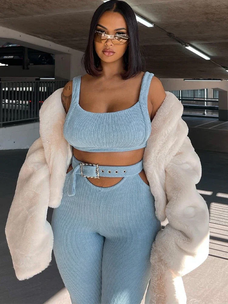 Женский комплект из топа и длинных брюк летний двух предметов для отпуска 2023