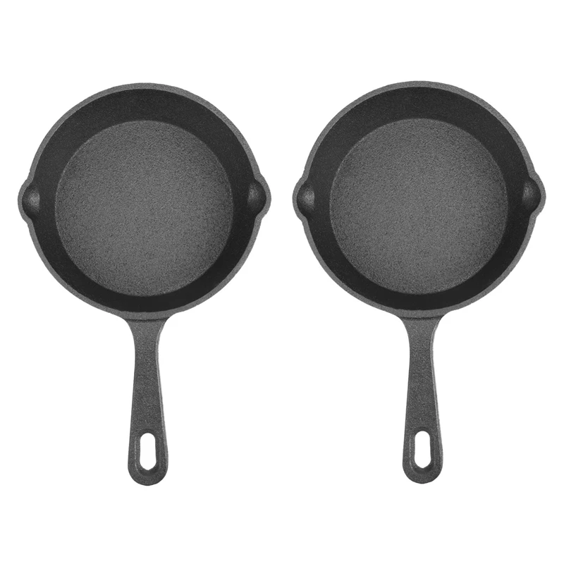 

New 2X Cast Iron Non-Stick Skillet Frying Pan For Gas Induction Cooker Egg Pancake Pot Kitchen Dining Tools Cookware-14Cm