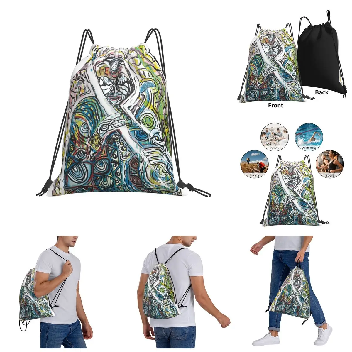 

Jimi And Hendrix Original Psychedelic Artworkby Drawstring Bags Gym Bag Unique Backpack Humor Graphic R249 Knapsack