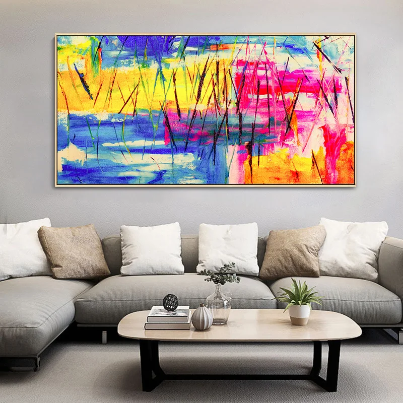 

Modern Abstract Colorful Painting on Canvas Painting Poster and Print Wall Art for Living Room No Frame