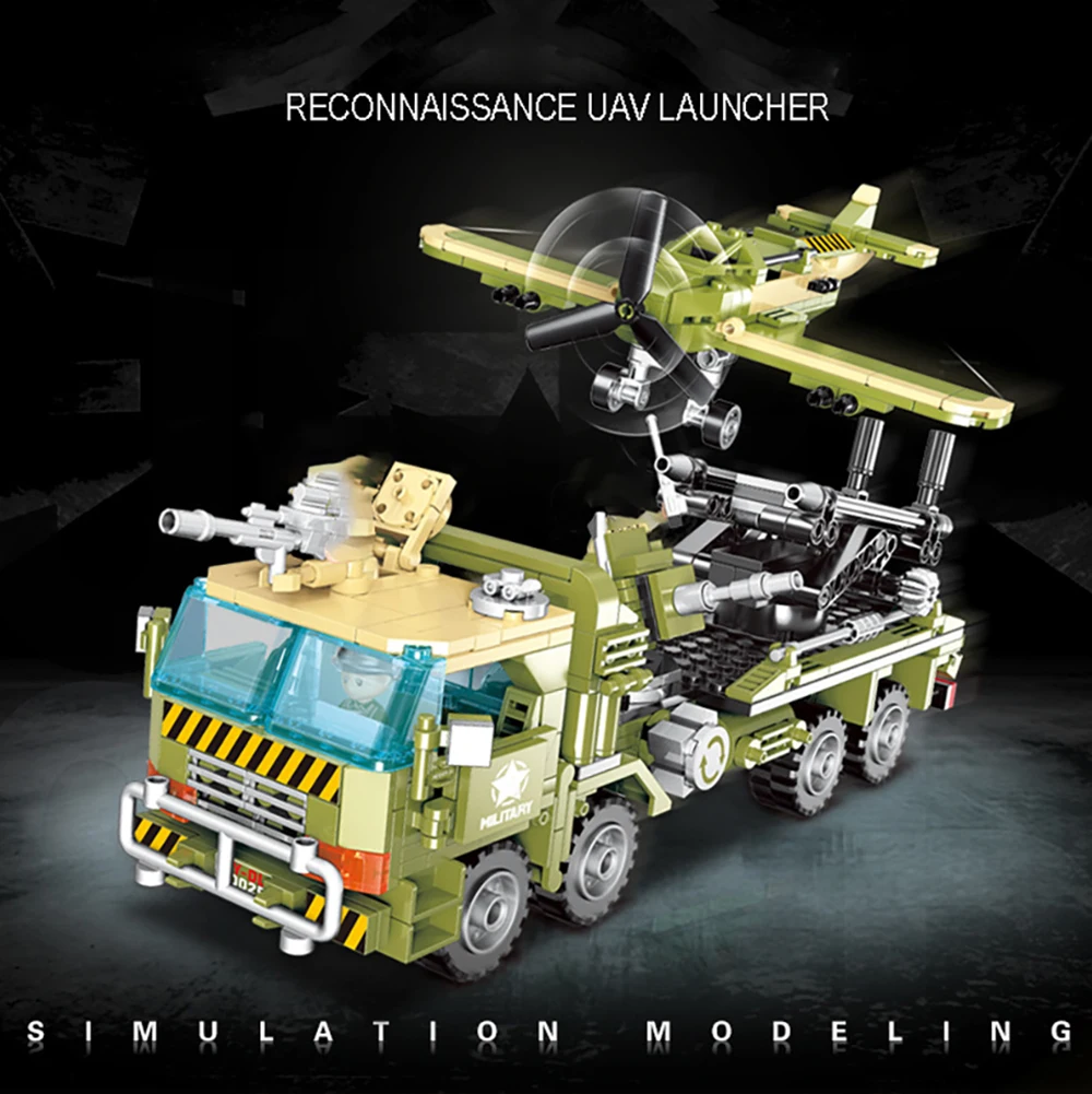 Военный армейский грузовик строительные игрушки для мальчиков 581 шт. автомобиль