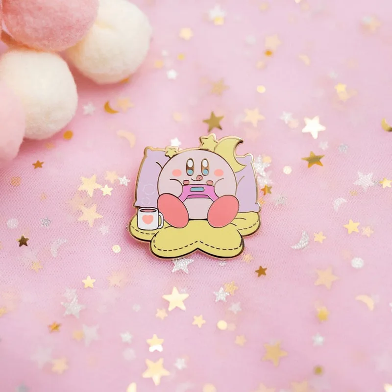 

Kawaii Cute Sanrio Kirby Badge Brooch Pin Cartoon Lovable Exquisite Versatile Coat and Hat Decoration Birthday Gift For Girls