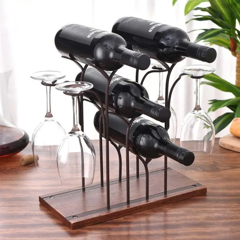 

Matte Bronze Moved Wine Glass Holder Anti Slip Standing Wine Racks Wine Dispenser Rack Wine Accessories Black Durable Iron