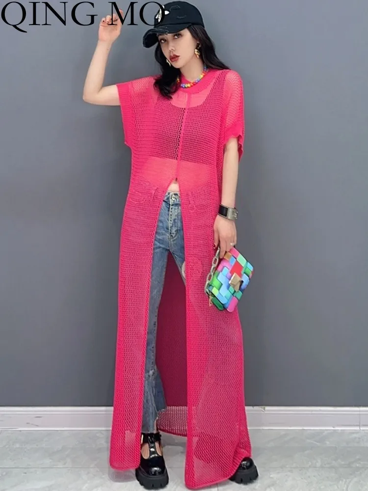 

QING MO 2023 Summer New Korean Fashion Mesh Single Piece Overlay Dress Women Shows Thin Women's Wear ZXF2161