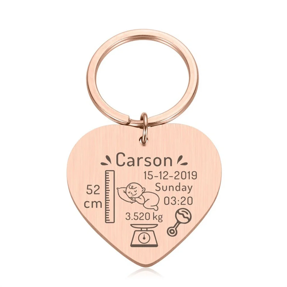 New Baby Keychain New Mom Gift Customized Baby Arrival Gift Personalized Keychain New Dad Customized Baby Name Birth Date Gift