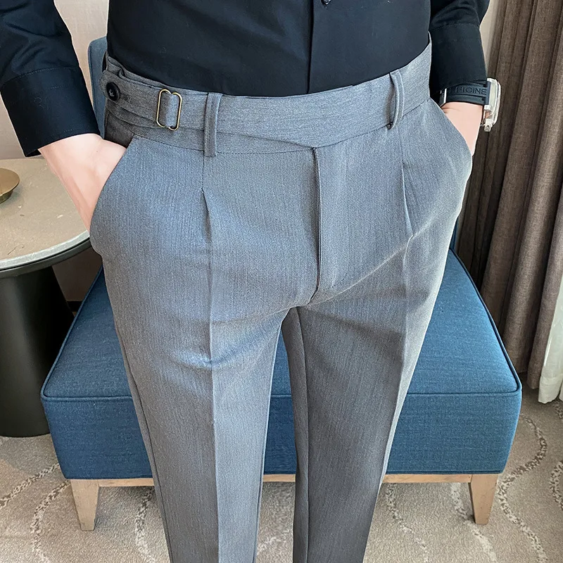 

Мужской костюм, плиссированные брюки, роскошные деловые брюки цвета хаки, мужские брюки в Корейском стиле, черные мужские брюки, лето 2022