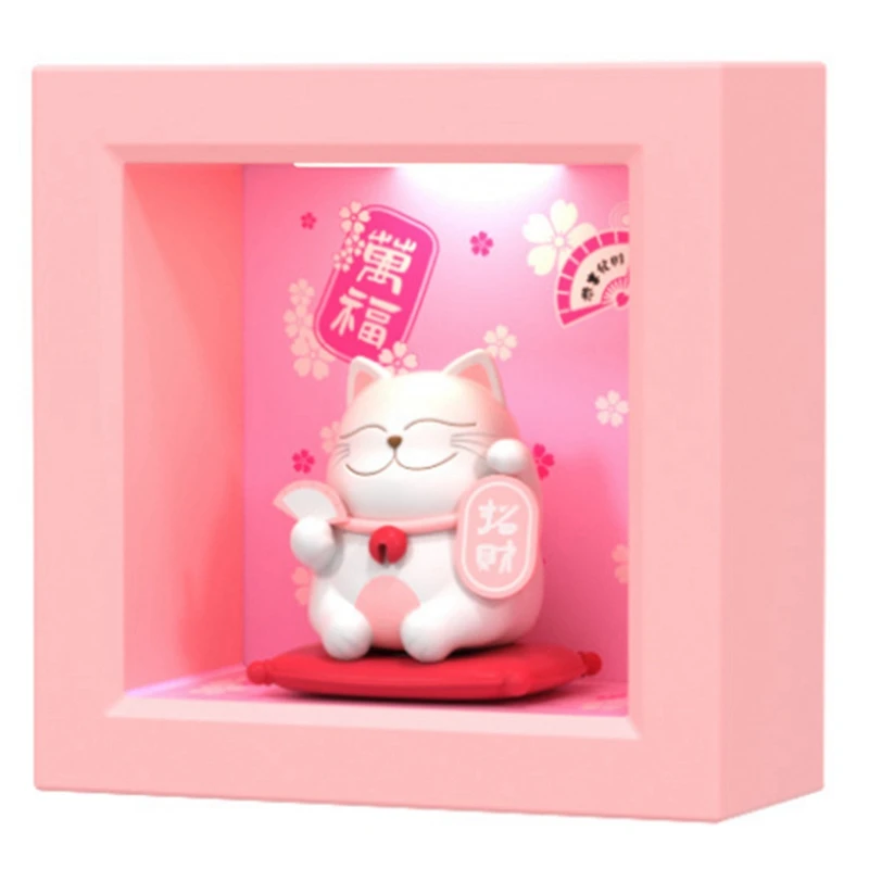 

New Year Gift Lucky Cat Photo Frame Night Light Wall Hanging Lamp Bedroom Bedside Sleeping LED Light