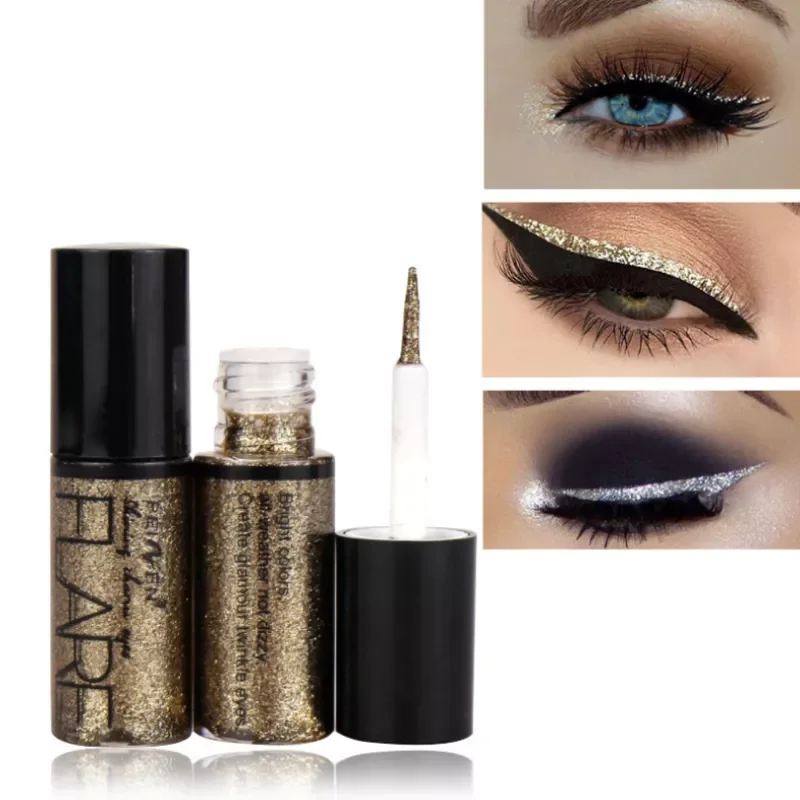 

NEW2023 Shiny Eye Liners Cosmetics for Women Pigment Silver Rose Gold Color Liquid Glitter Eyeliner Cheap Makeup Beauty Maquilla